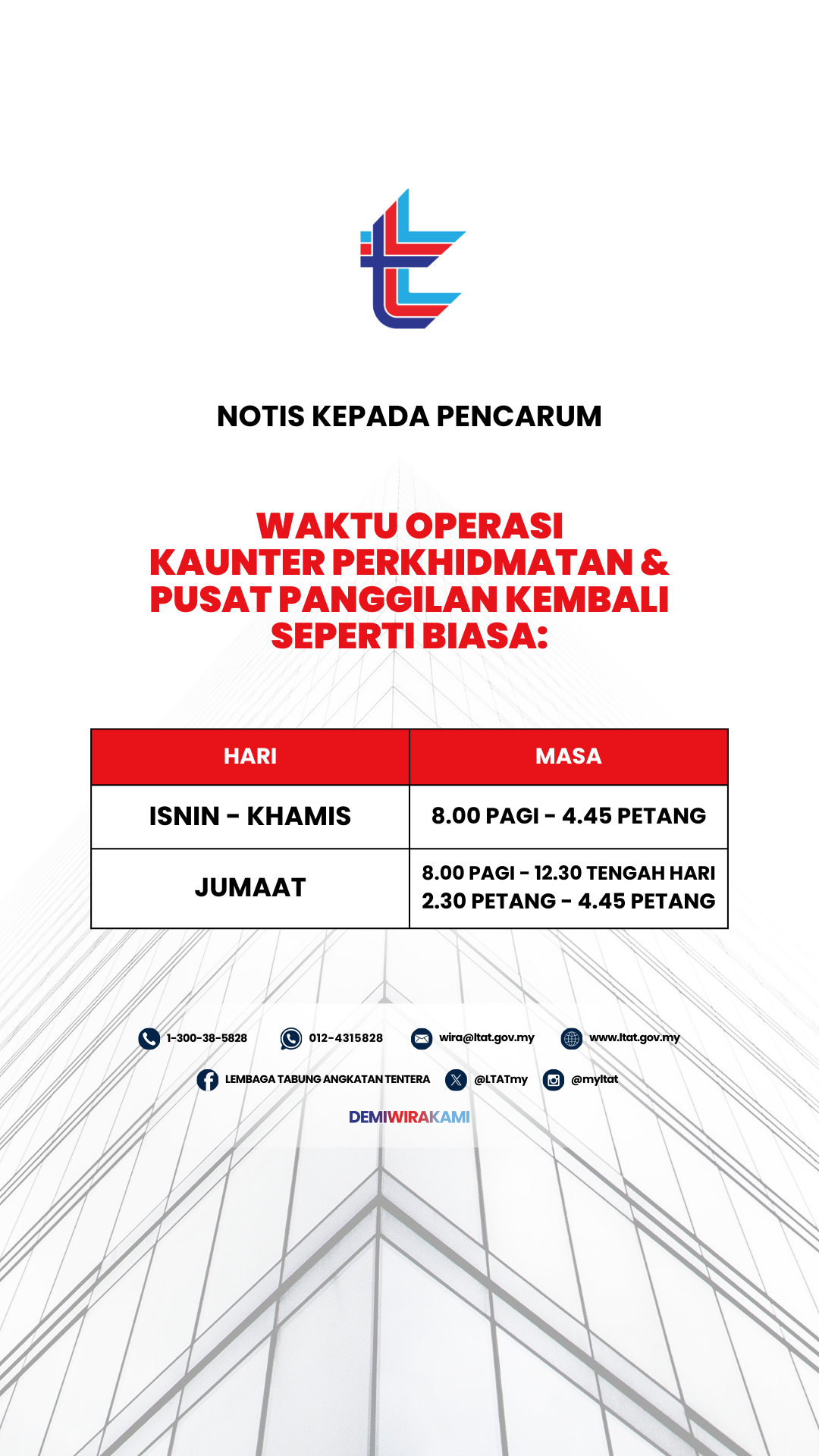 mNotis Makluman Waktu Operasi Kembali Seperti Biasa